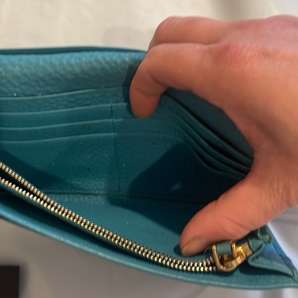 🔥🔥RARE Authentic Prada Vitello Daino Continental Wallet Turquoise - Picture 9 of 11